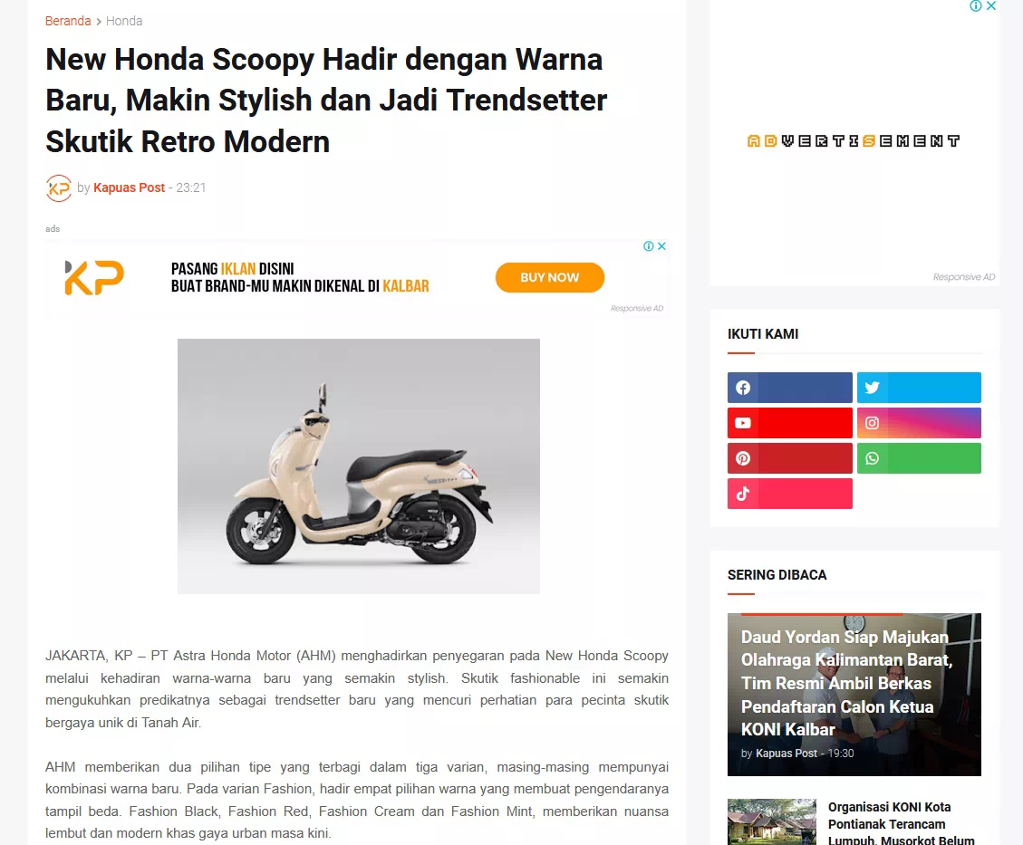 New Honda Scoopy Hadir dengan Warna Baru, Makin Stylish dan Jadi Trendsetter Skutik Retro Modern