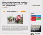 Dukung Keamanan Berkendara, Astra Motor Kalbar Maksimalkan Layanan Honda CARE Gratis untuk Konsumen