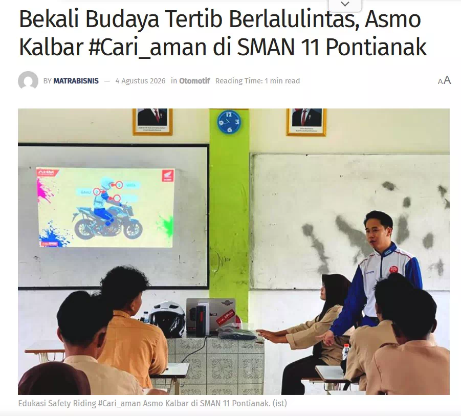 Bekali Budaya Tertib Berlalulintas, Asmo Kalbar #Cari_aman di SMAN 11 Pontianak