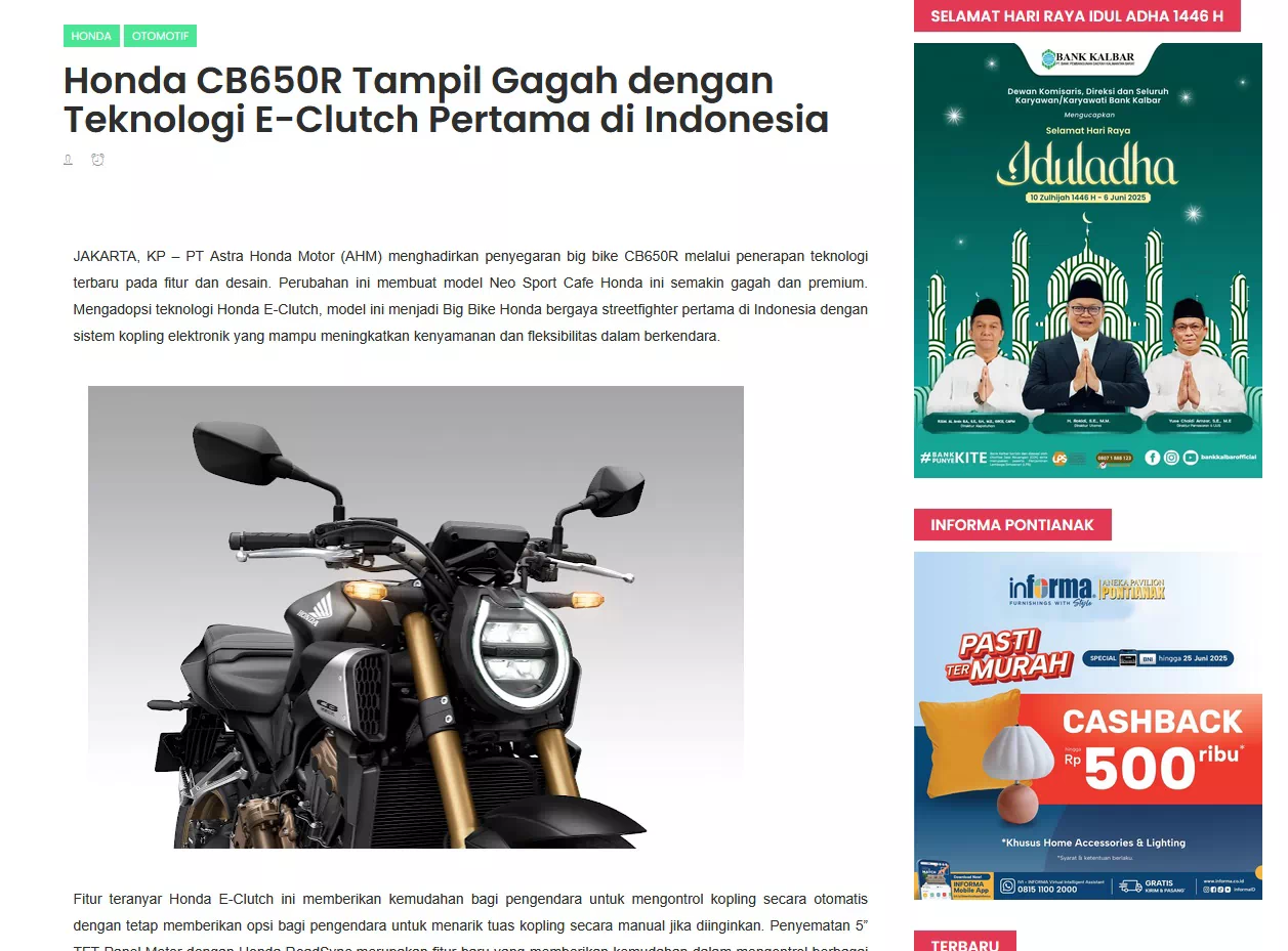 Honda CB650R Tampil Gagah dengan Teknologi E-Clutch Pertama di Indonesia