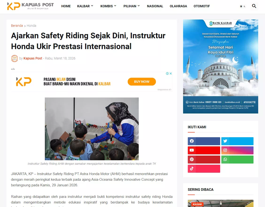 Ajarkan Safety Riding Sejak Dini, Instruktur Honda Ukir Prestasi Internasional