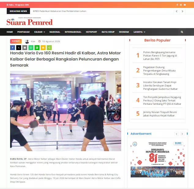 Honda Vario Evo 160 Resmi Hadir di Kalbar, Astra Motor Kalbar Gelar Berbagai Rangkaian Peluncuran dengan Semarak