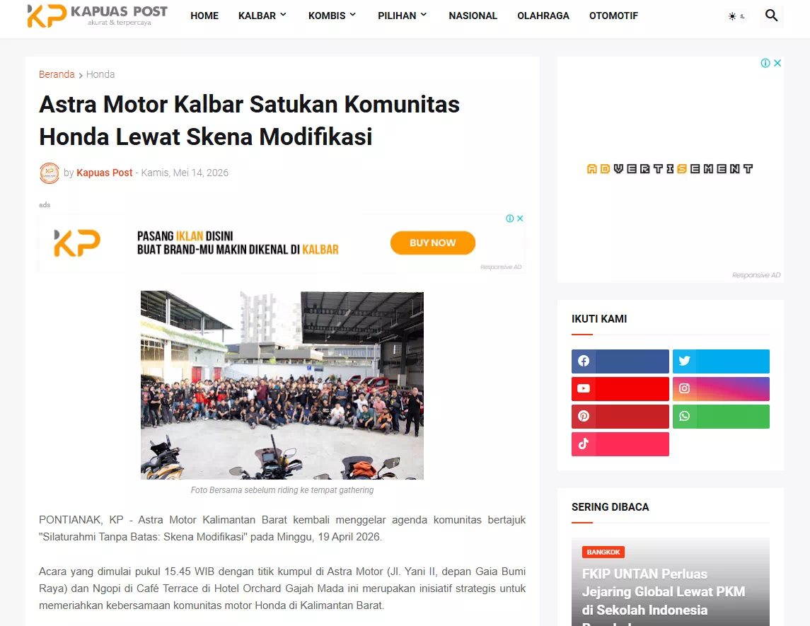 Astra Motor Kalbar Satukan Komunitas Honda Lewat Skena Modifikasi