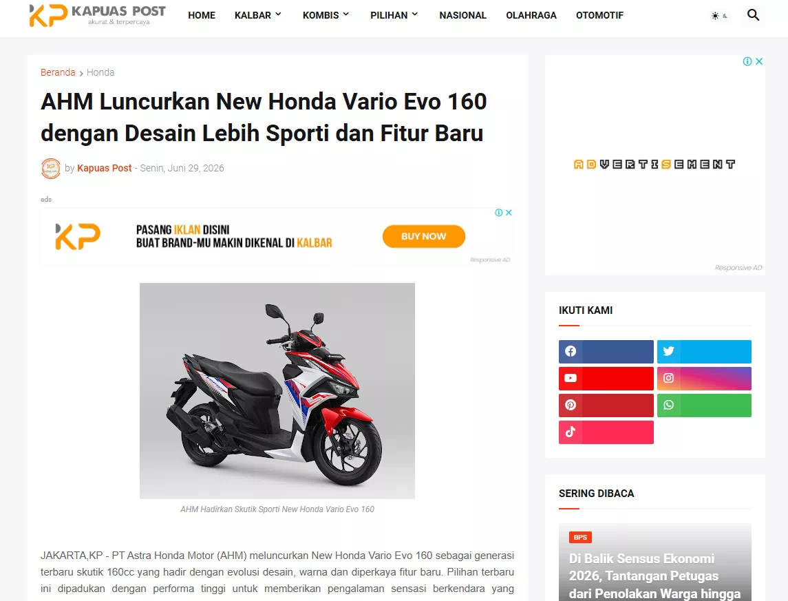AHM Luncurkan New Honda Vario Evo 160 dengan Desain Lebih Sporti dan Fitur Baru