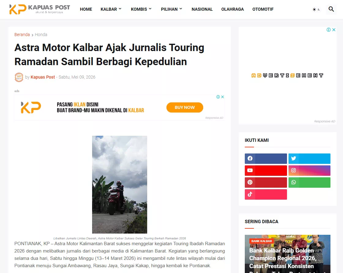 Astra Motor Kalbar Ajak Jurnalis Touring Ramadan Sambil Berbagi Kepedulian