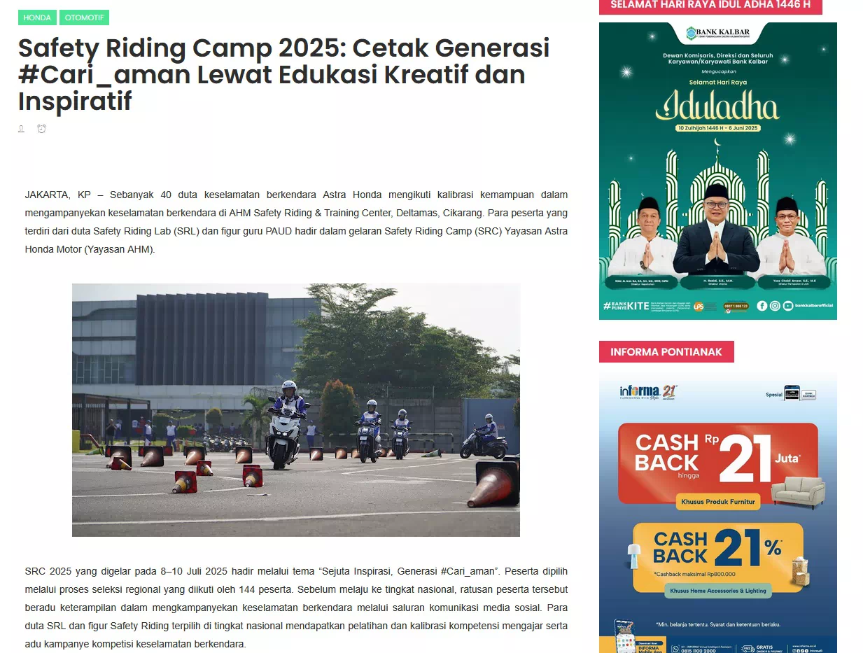 Safety Riding Camp 2025: Cetak Generasi #Cari_aman Lewat Edukasi Kreatif dan Inspiratif