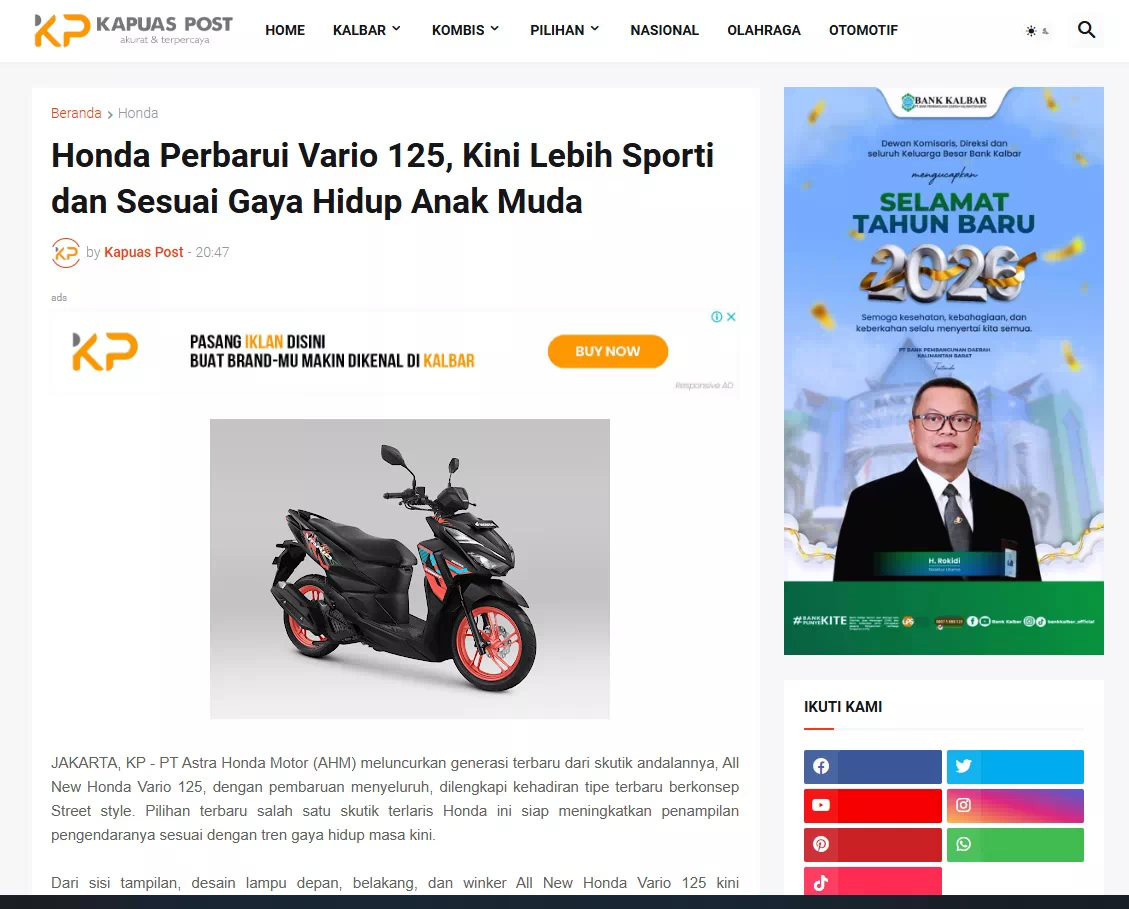 Honda Perbarui Vario 125, Kini Lebih Sporti dan Sesuai Gaya Hidup Anak Muda