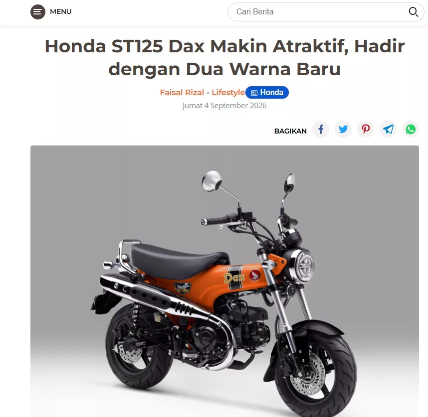 Honda ST125 Dax Makin Atraktif, Hadir dengan Dua Warna Baru