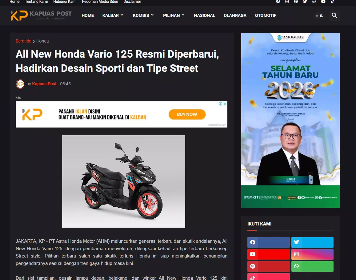 All New Honda Vario 125 Resmi Diperbarui, Hadirkan Desain Sporti dan Tipe Street