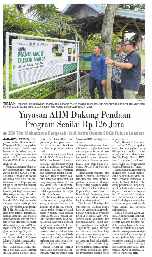 Yayasan AHM Dukung Pendaan Program Senilai Rp 126 Juta