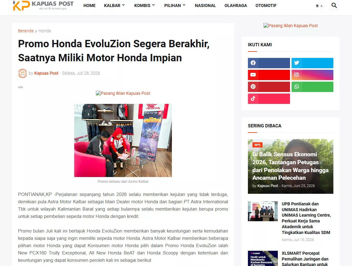 Promo Honda EvoluZion Segera Berakhir, Saatnya Miliki Motor Honda Impian