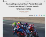 Ramadhipa Amankan Posisi Empat Klasemen Moto3 Junior World Championship