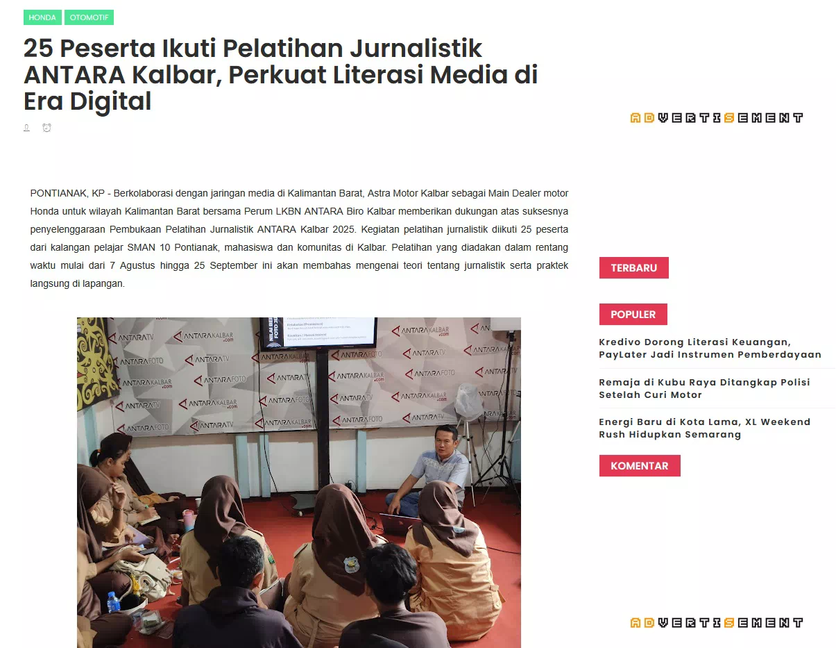 25 Peserta Ikuti Pelatihan Jurnalistik ANTARA Kalbar, Perkuat Literasi Media di Era Digital