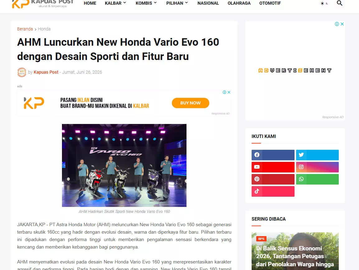 AHM Luncurkan New Honda Vario Evo 160 dengan Desain Sporti dan Fitur Baru