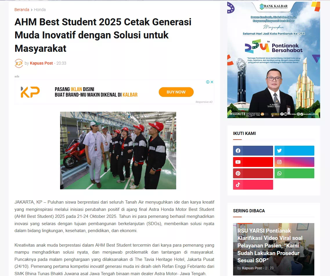 AHM Best Student 2025 Cetak Generasi Muda Inovatif dengan Solusi untuk Masyarakat