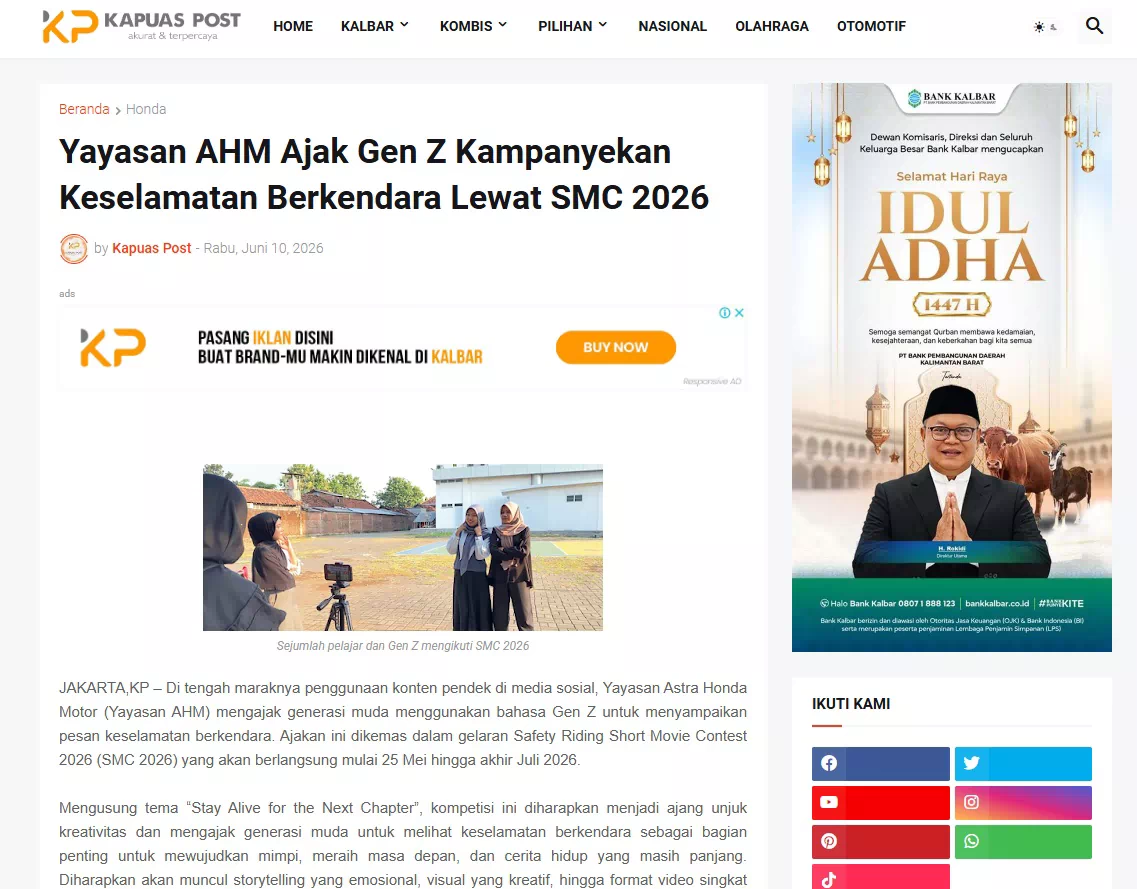 Yayasan AHM Ajak Gen Z Kampanyekan Keselamatan Berkendara Lewat SMC 2026