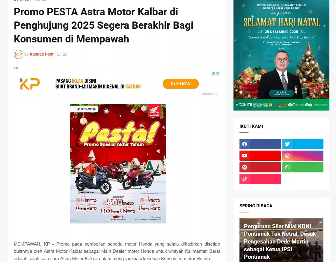 Promo PESTA Astra Motor Kalbar di Penghujung 2025 Segera Berakhir Bagi Konsumen di Mempawah