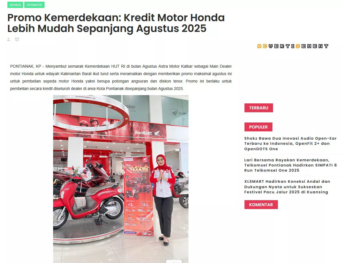 Promo Kemerdekaan: Kredit Motor Honda Lebih Mudah Sepanjang Agustus 2025