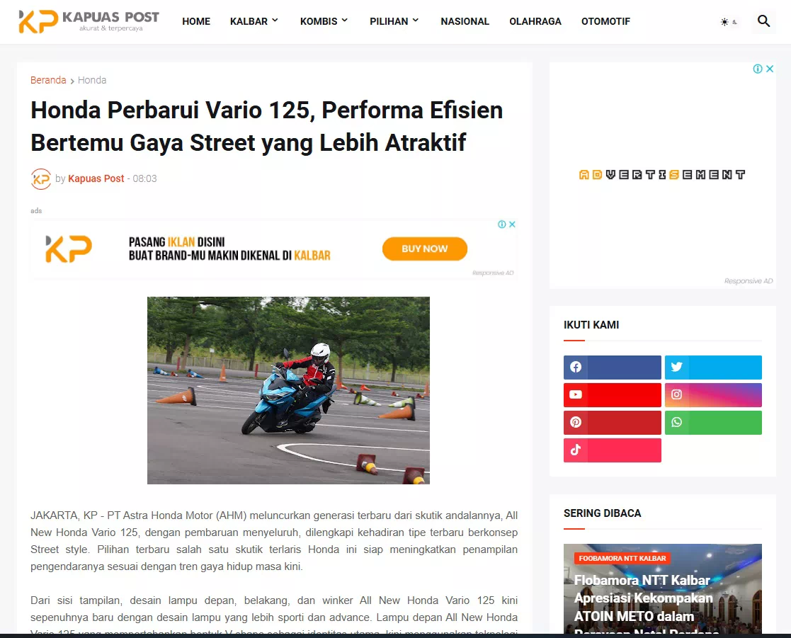 Honda Perbarui Vario 125, Performa Efisien Bertemu Gaya Street yang Lebih Atraktif