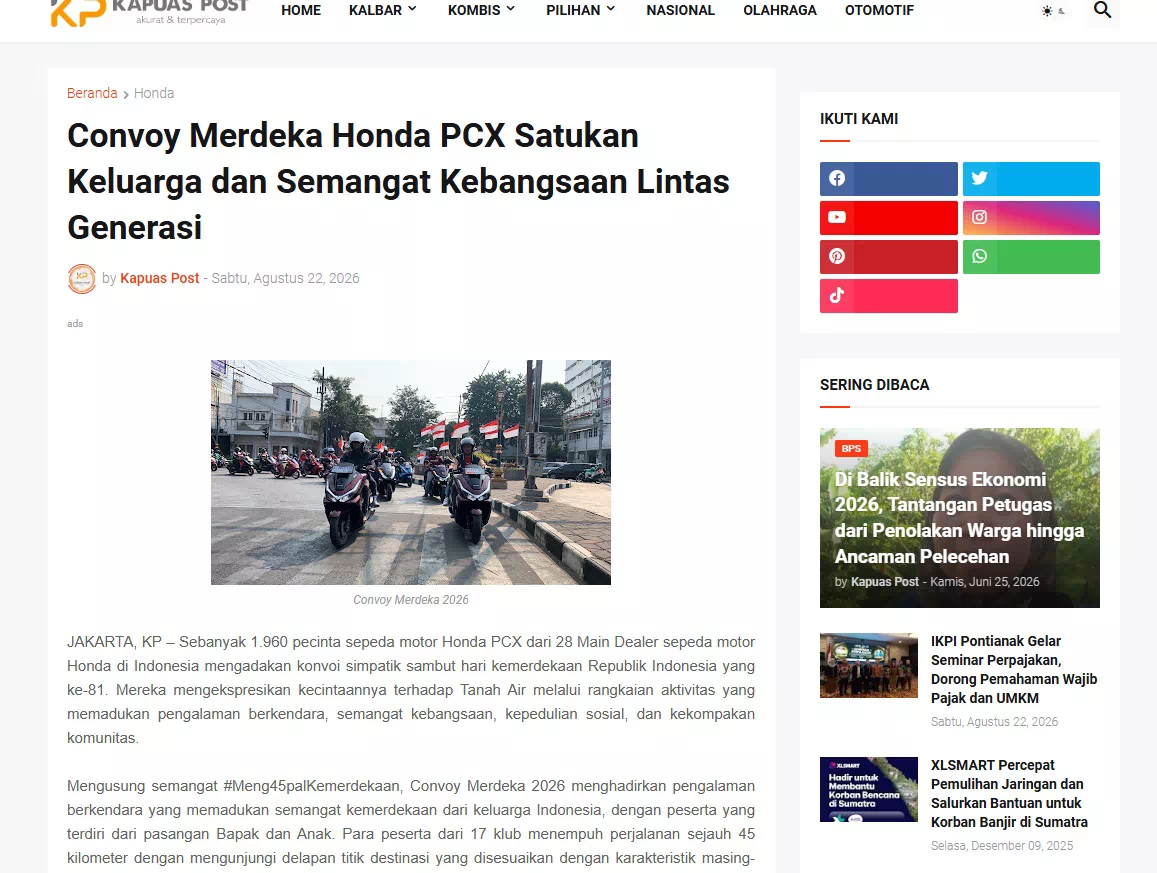 Convoy Merdeka Honda PCX Satukan Keluarga dan Semangat Kebangsaan Lintas Generasi