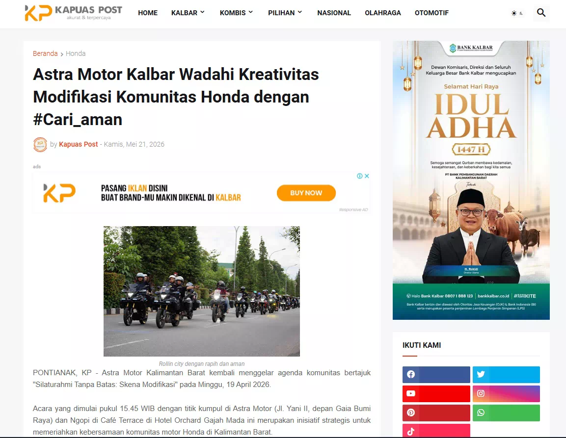 Astra Motor Kalbar Wadahi Kreativitas Modifikasi Komunitas Honda dengan #Cari_aman
