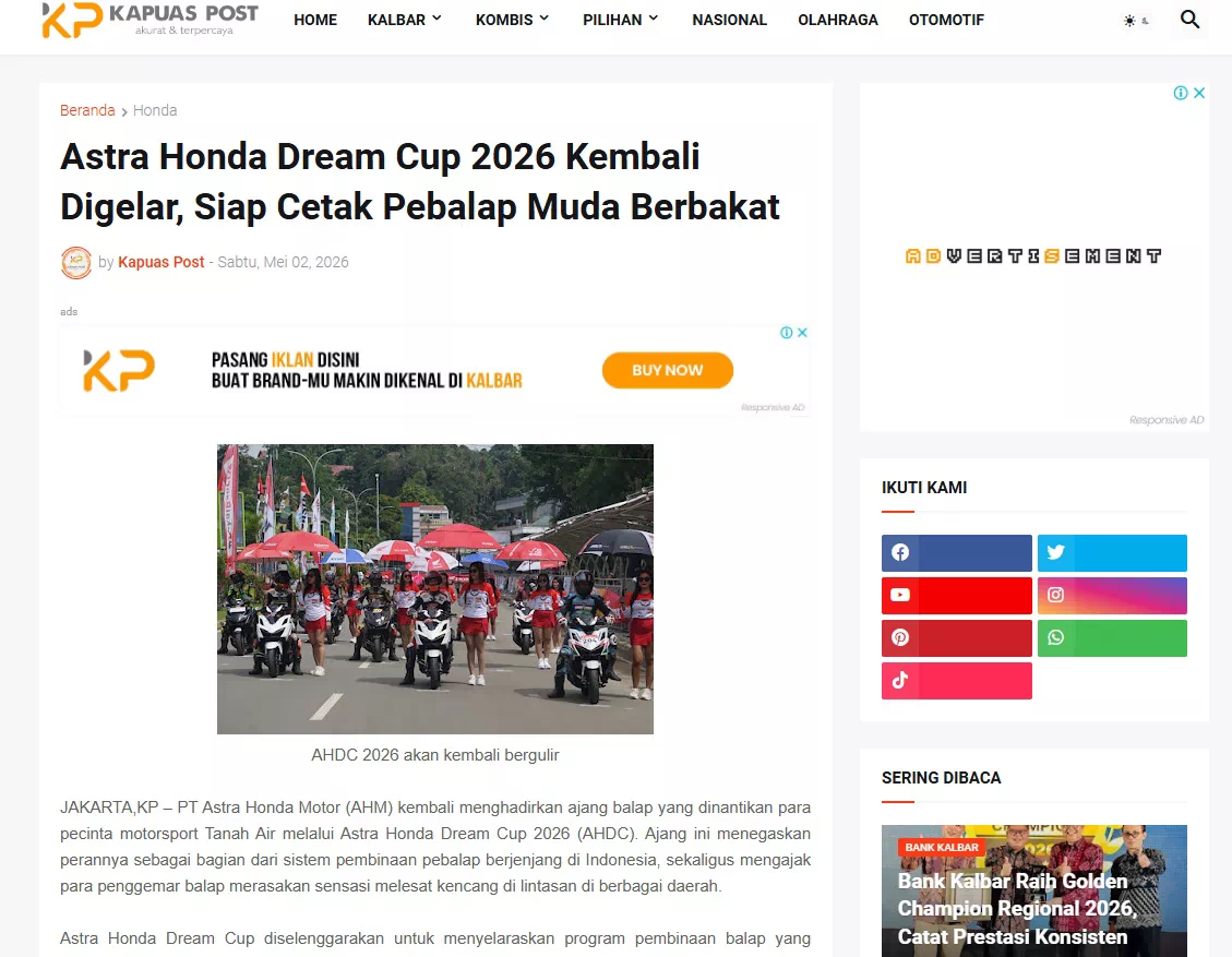 Astra Honda Dream Cup 2026 Kembali Digelar, Siap Cetak Pebalap Muda Berbakat