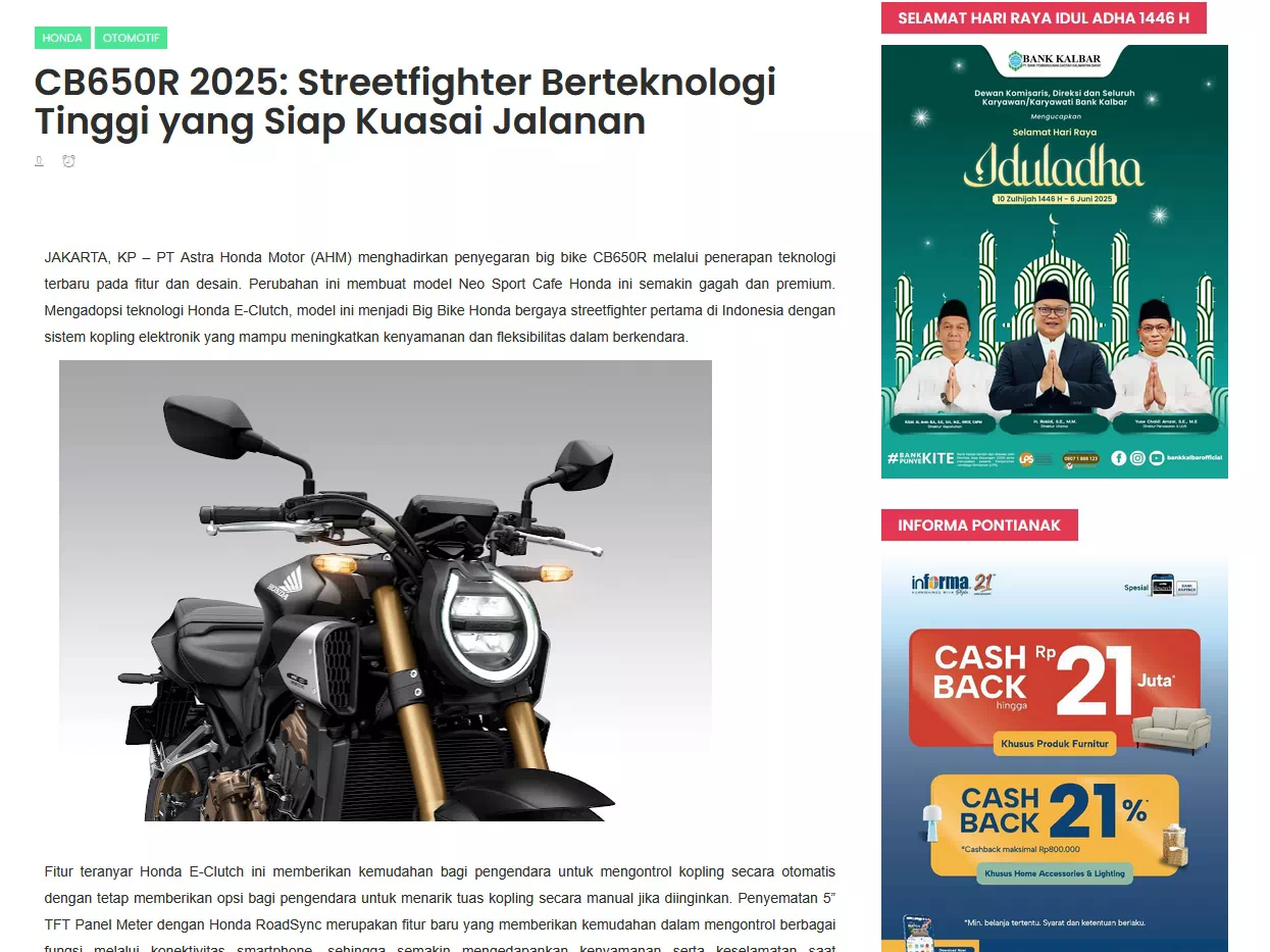 CB650R 2025: Streetfighter Berteknologi Tinggi yang Siap Kuasai Jalanan
