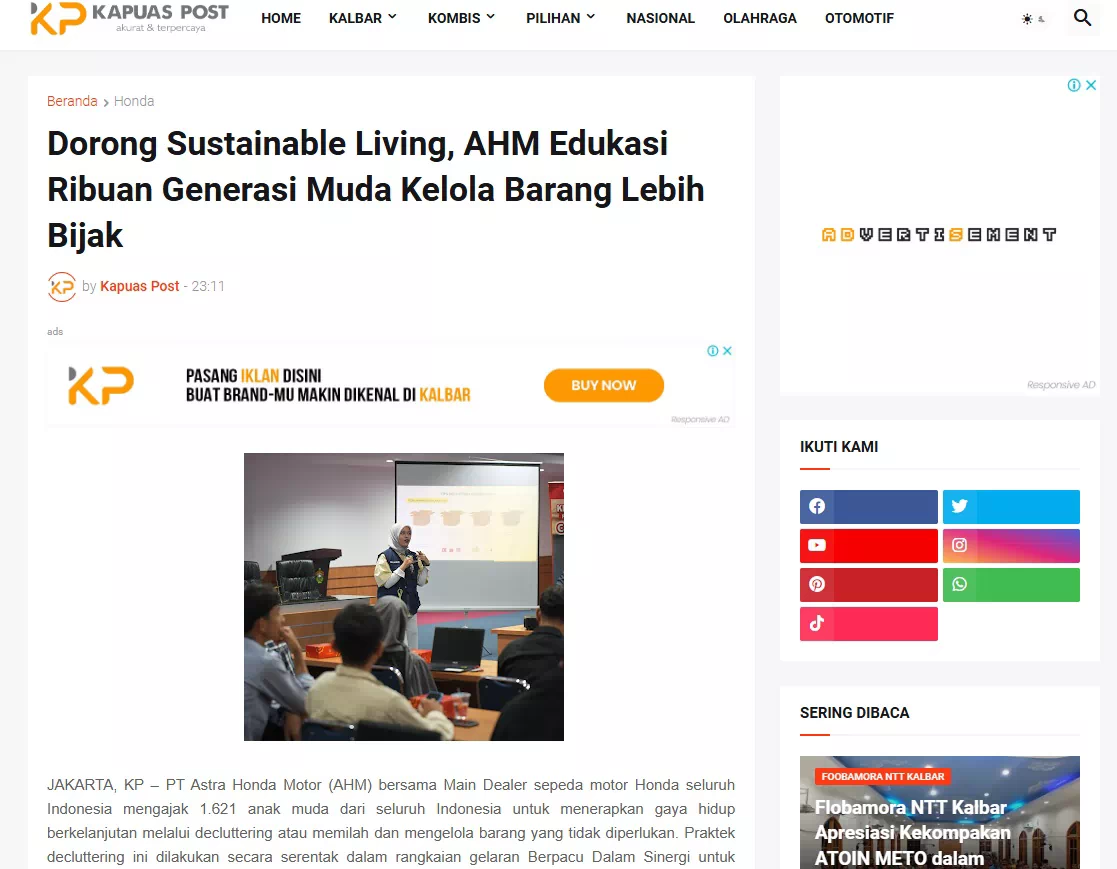 Dorong Sustainable Living, AHM Edukasi Ribuan Generasi Muda Kelola Barang Lebih Bijak