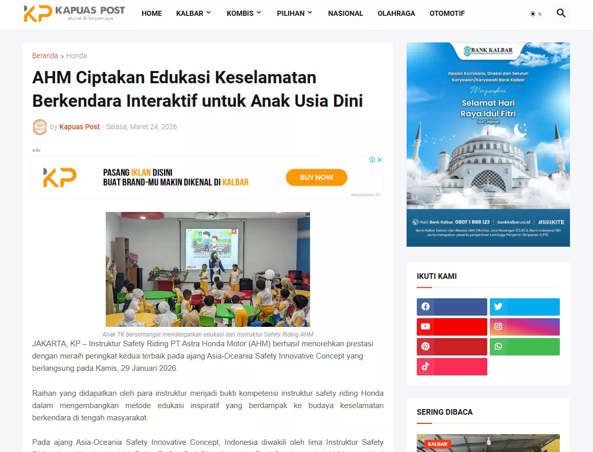 AHM Ciptakan Edukasi Keselamatan Berkendara Interaktif untuk Anak Usia Dini