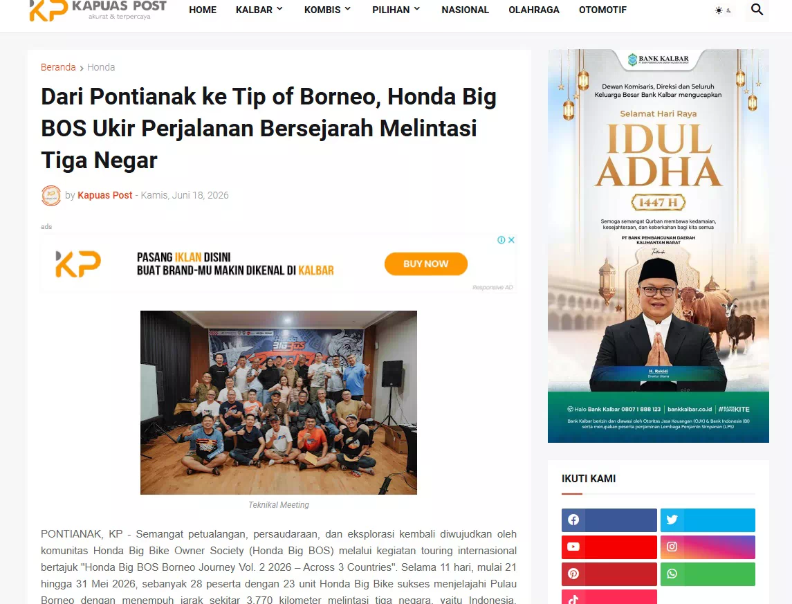 Dari Pontianak ke Tip of Borneo, Honda Big BOS Ukir Perjalanan Bersejarah Melintasi Tiga Negar