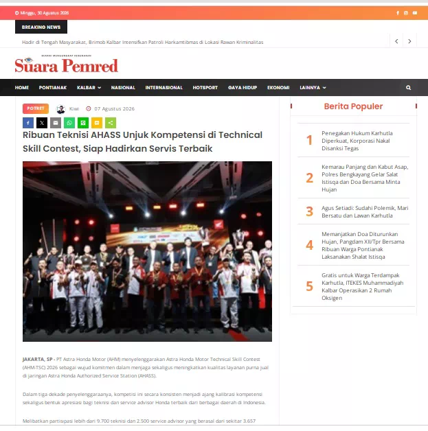Ribuan Teknisi AHASS Unjuk Kompetensi di Technical Skill Contest, Siap Hadirkan Servis Terbaik