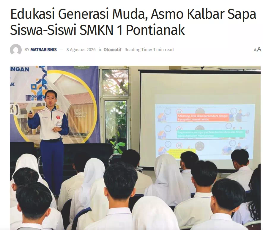 Edukasi Generasi Muda, Asmo Kalbar Sapa Siswa-Siswi SMKN 1 Pontianak