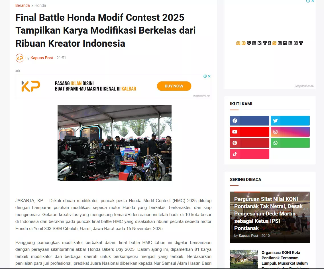 Final Battle Honda Modif Contest 2025 Tampilkan Karya Modifikasi Berkelas dari Ribuan Kreator Indonesia