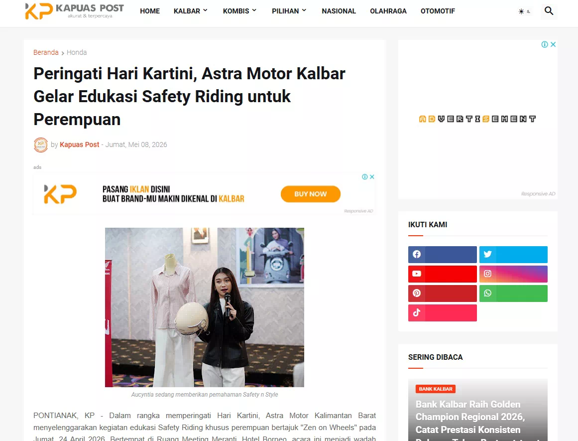 Peringati Hari Kartini, Astra Motor Kalbar Gelar Edukasi Safety Riding untuk Perempuan
