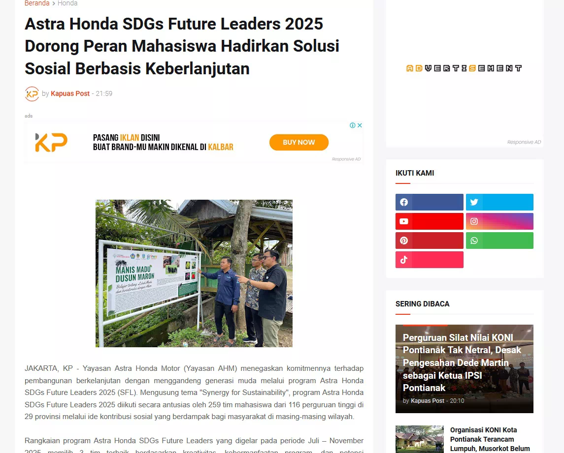 Astra Honda SDGs Future Leaders 2025 Dorong Peran Mahasiswa Hadirkan Solusi Sosial Berbasis Keberlanjutan