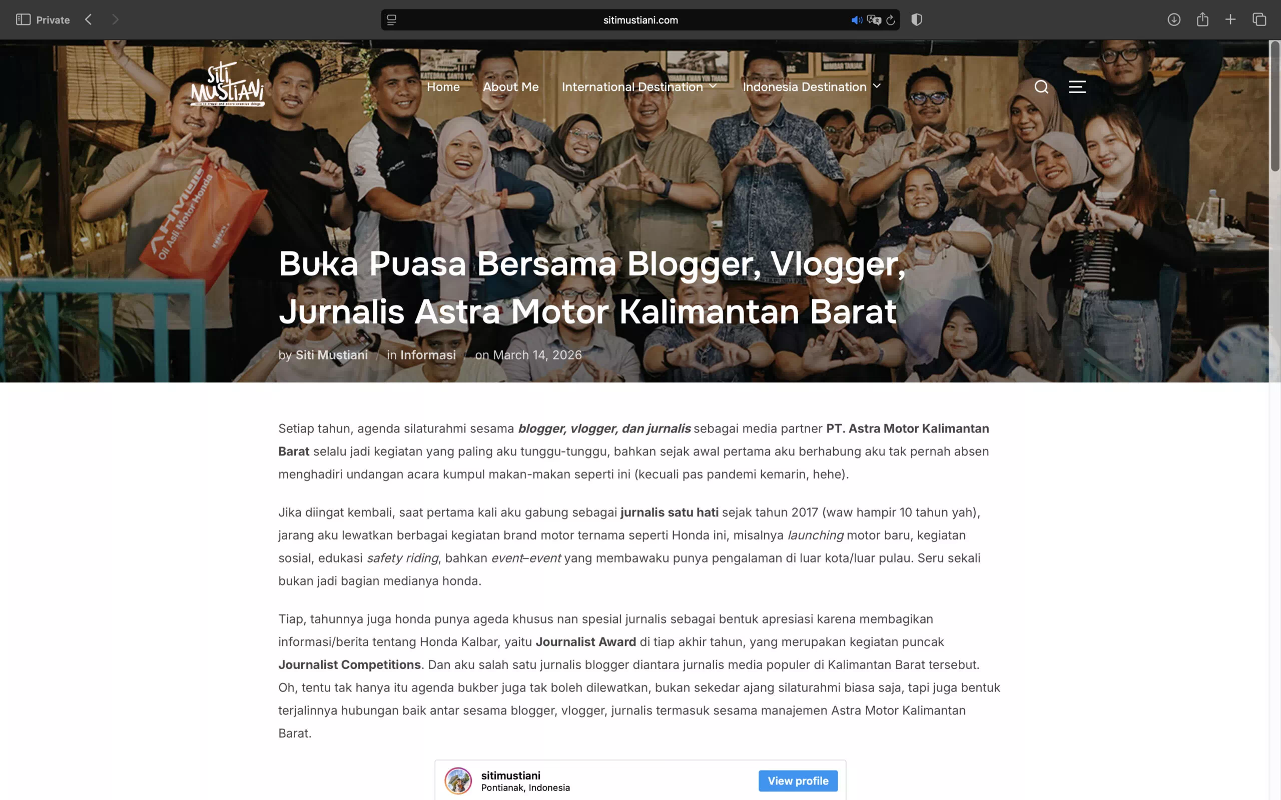 Buka Puasa Bersama Blogger, Vlogger, Jurnalis Astra Motor Kalimantan Barat