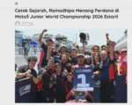 Cetak Sejarah, Ramadhipa Menang Perdana di Moto3 Junior World Championship 2026 Estoril