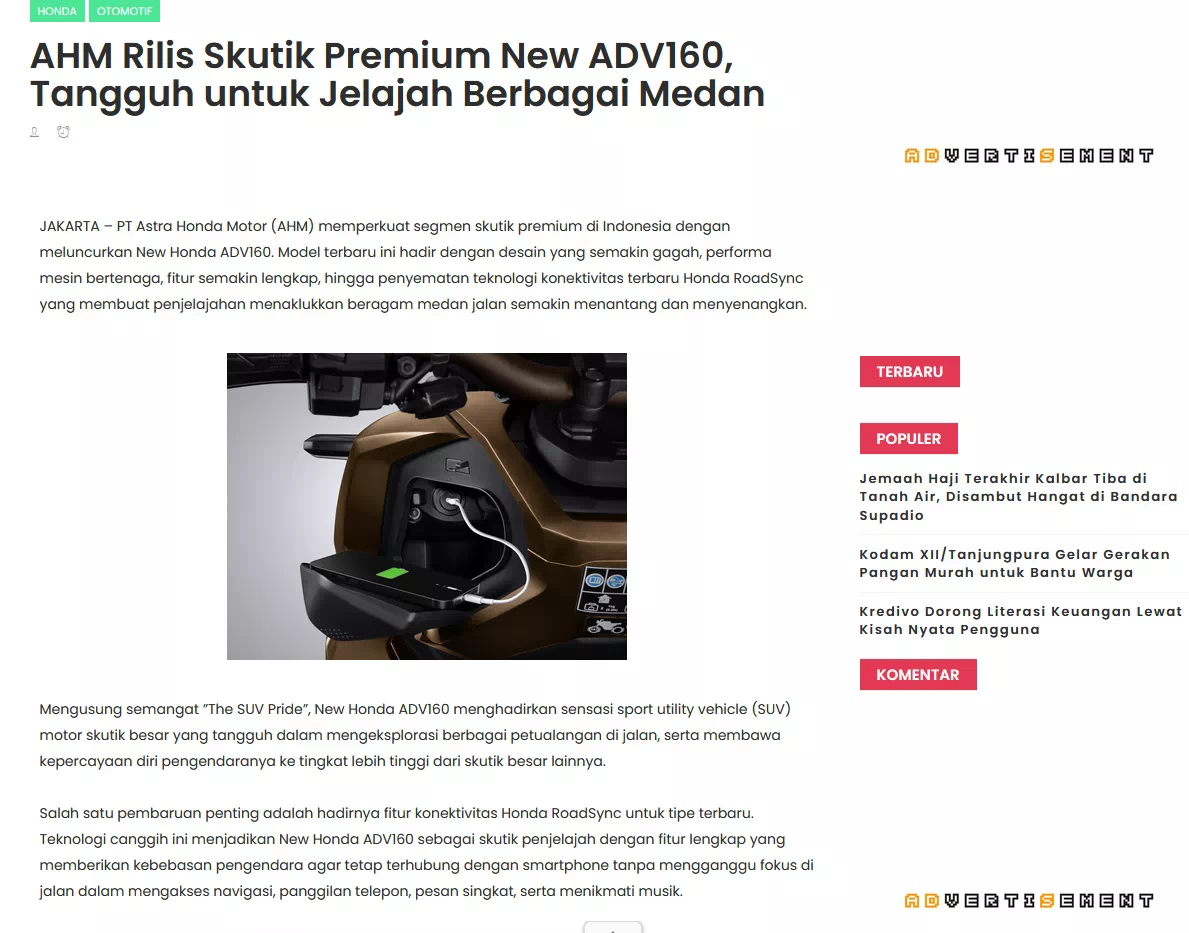 AHM Rilis Skutik Premium New ADV160, Tangguh untuk Jelajah Berbagai Medan