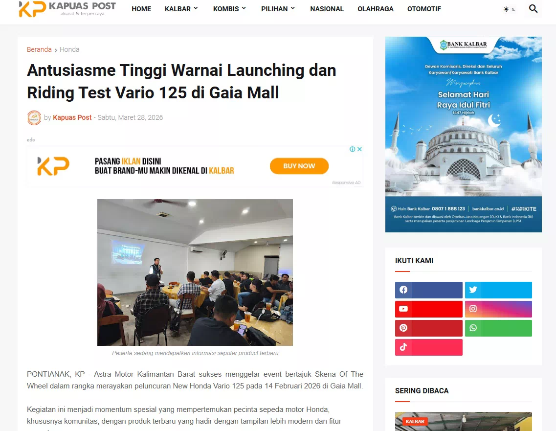 Antusiasme Tinggi Warnai Launching dan Riding Test Vario 125 di Gaia Mall