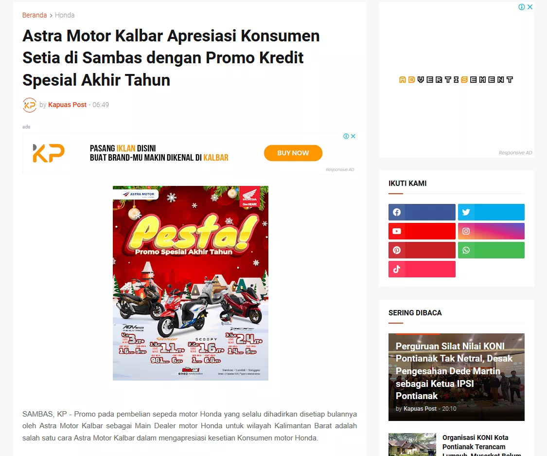 Astra Motor Kalbar Apresiasi Konsumen Setia di Sambas dengan Promo Kredit Spesial Akhir Tahun