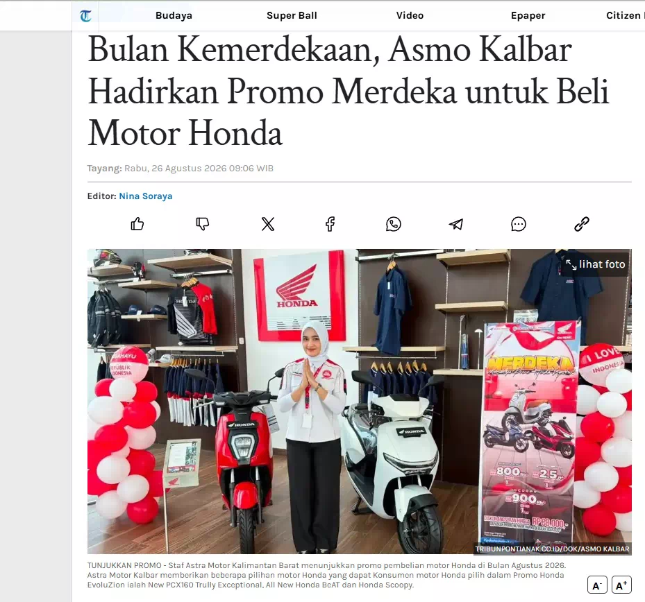 Bulan Kemerdekaan, Asmo Kalbar Hadirkan PromBulan Kemerdekaan, Asmo Kalbar Hadirkan Promo Merdeka untuk Beli Motor Honda
