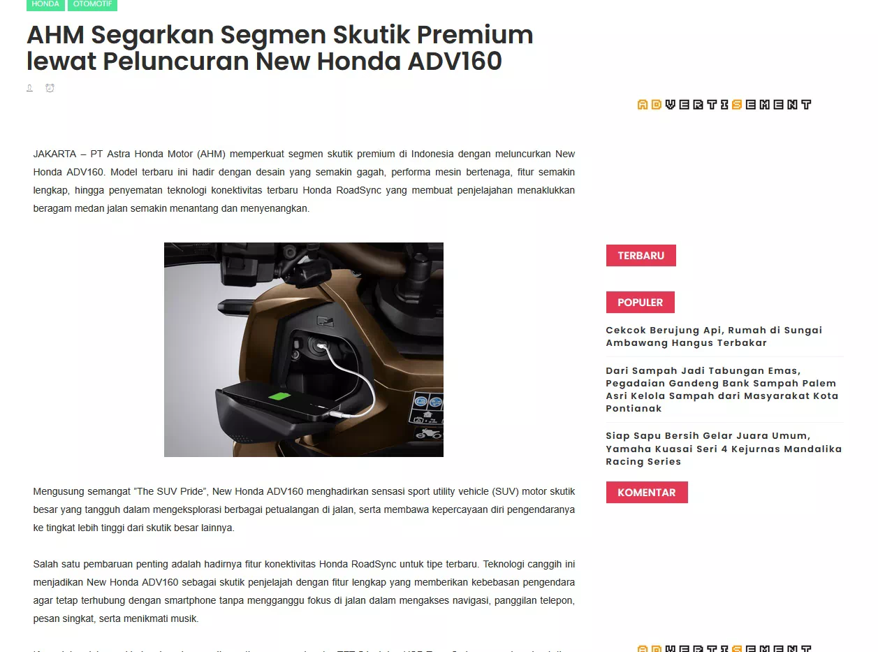 AHM Segarkan Segmen Skutik Premium lewat Peluncuran New Honda ADV160