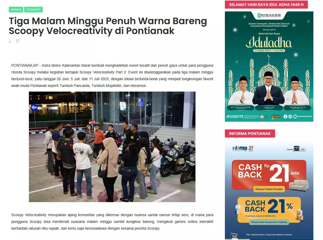 Tiga Malam Minggu Penuh Warna Bareng Scoopy Velocreativity di Pontianak