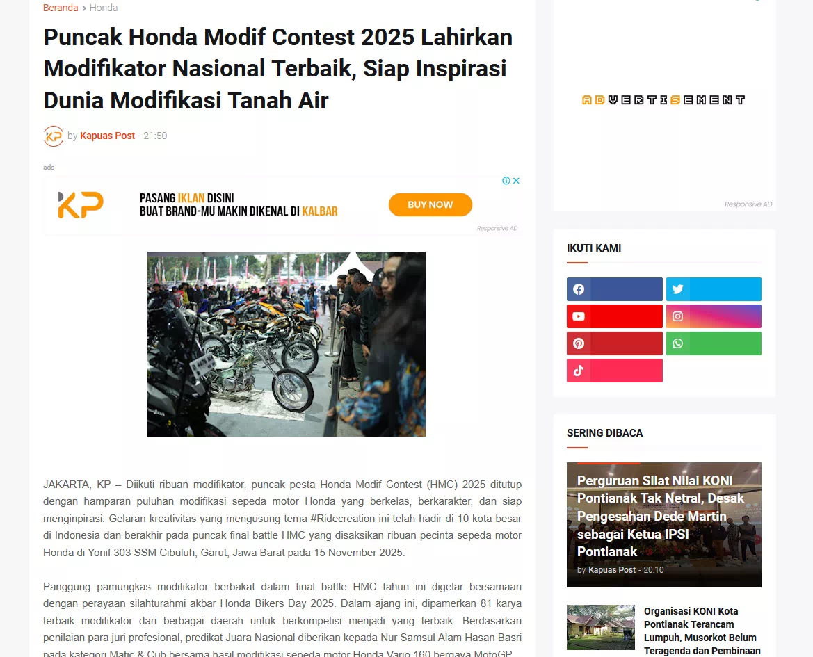 Puncak Honda Modif Contest 2025 Lahirkan Modifikator Nasional Terbaik, Siap Inspirasi Dunia Modifikasi Tanah Air