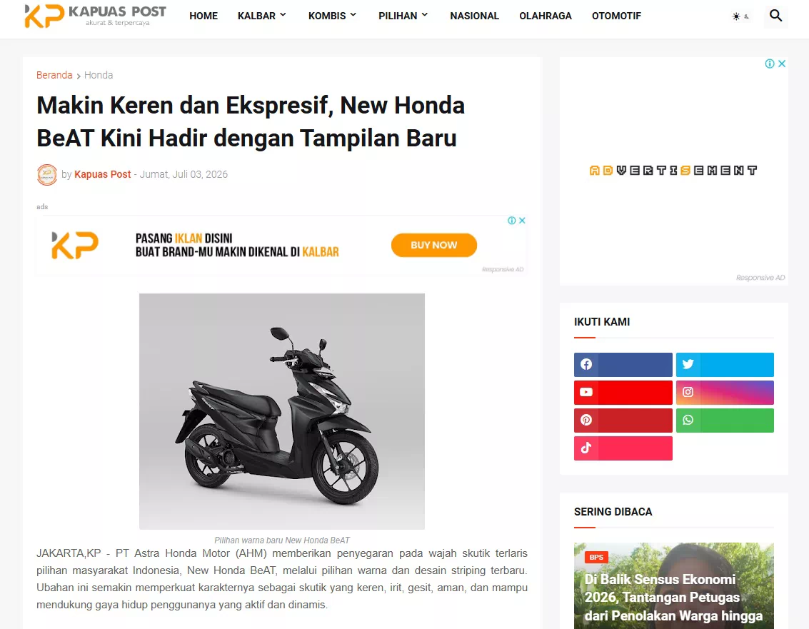 Makin Keren dan Ekspresif, New Honda BeAT Kini Hadir dengan Tampilan Baru