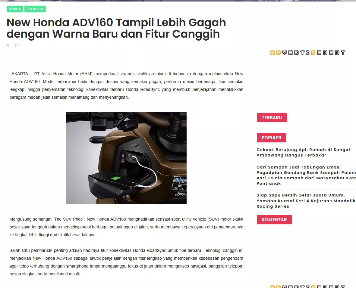 New Honda ADV160 Tampil Lebih Gagah dengan Warna Baru dan Fitur Canggih