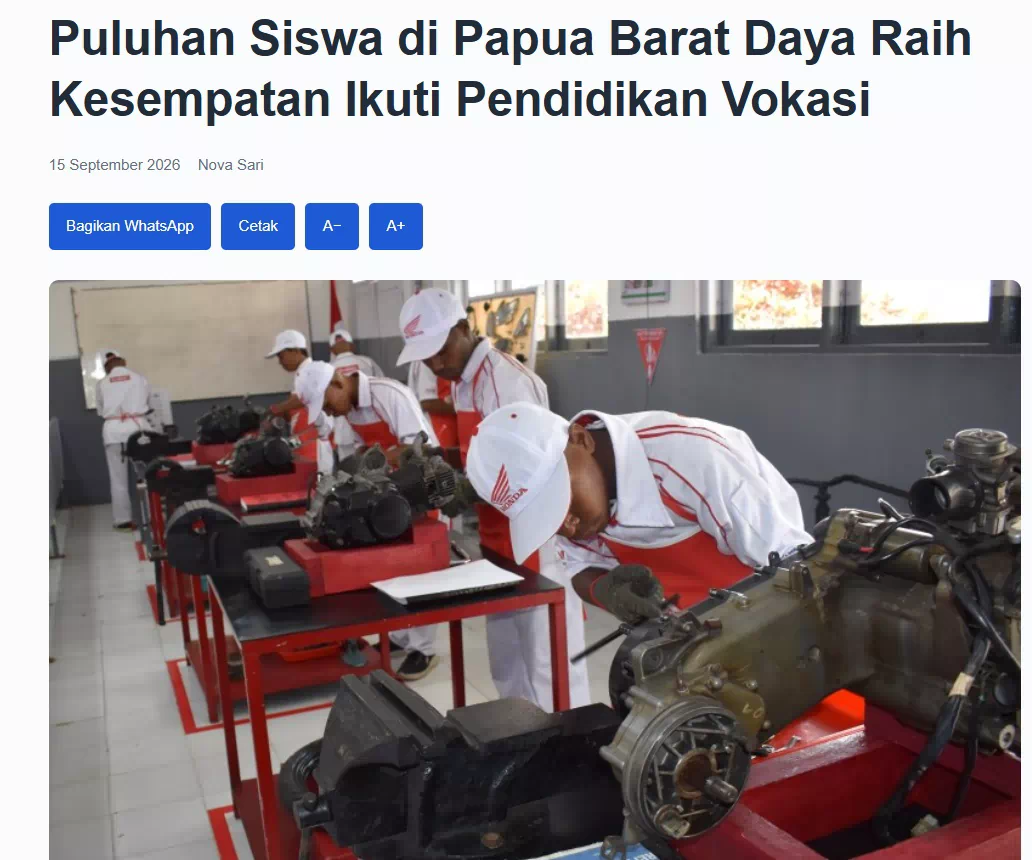 Puluhan Siswa di Papua Barat Daya Raih Kesempatan Ikuti Pendidikan Vokasi