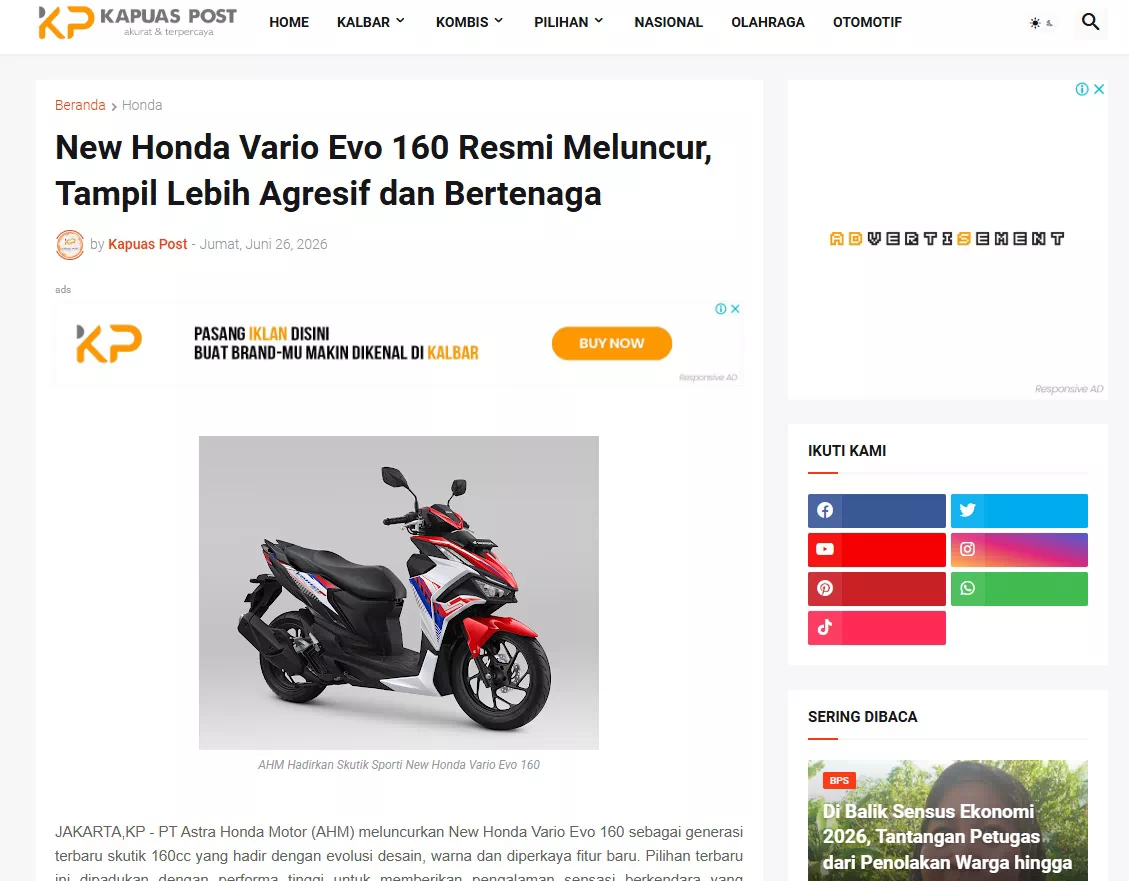New Honda Vario Evo 160 Resmi Meluncur, Tampil Lebih Agresif dan Bertenaga