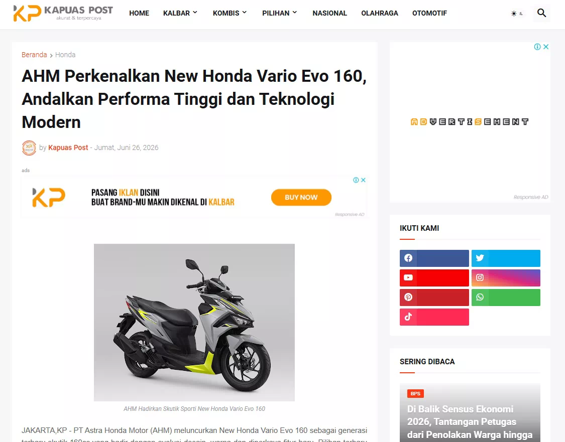 AHM Perkenalkan New Honda Vario Evo 160, Andalkan Performa Tinggi dan Teknologi Modern