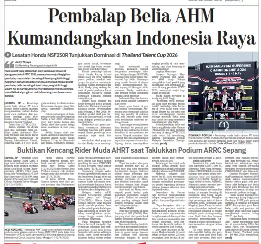 Buktikan Kencang Rider Muda AHRT saat Taklukkan Podium ARRC Sepang